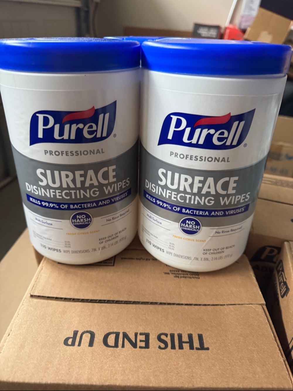 Surface Disinfecting Wipes - Blue/White Canister comes 3- container